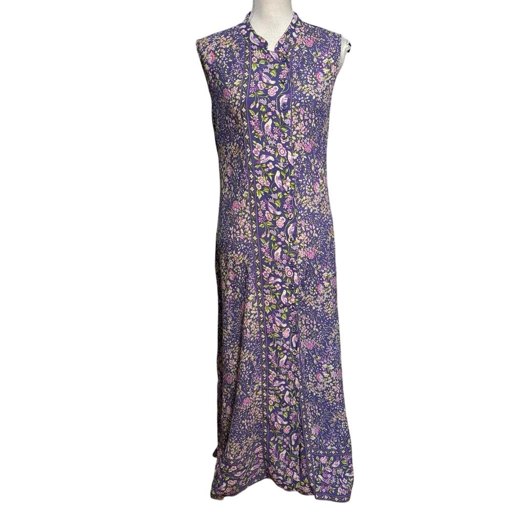 April Cornell Size M Penelope Purple Floral Maxi Dress Cottage Core Sleeveless